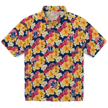 washington wizards hibiscus tropics blue yellow hawaiian shirts best selling