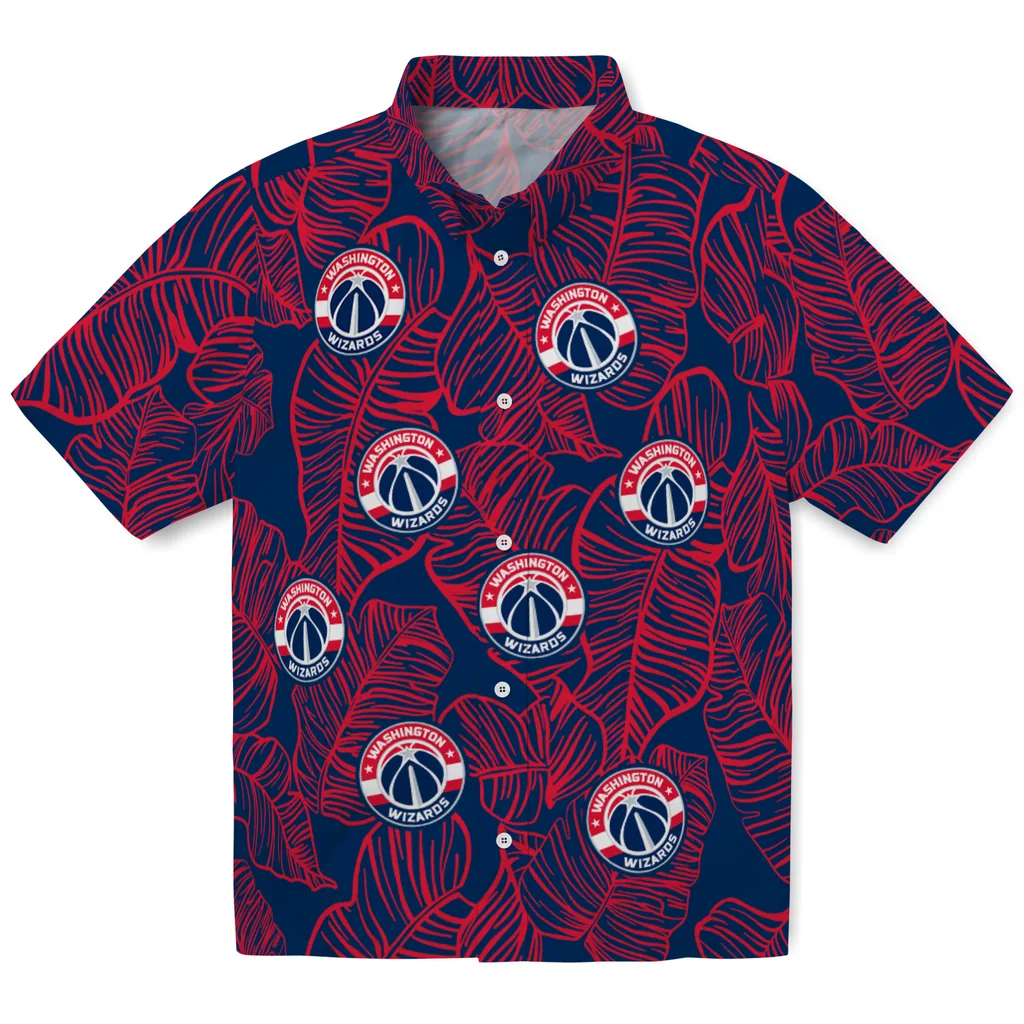 Washington Wizards Hawaiian Shirt - Leaf Outline washington wizards leaf outline blue hawaiian shirts best selling