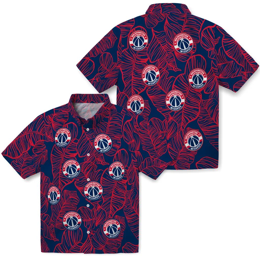 Washington Wizards Hawaiian Shirt - Leaf Outline washington wizards leaf outline blue hawaiian shirts high quality