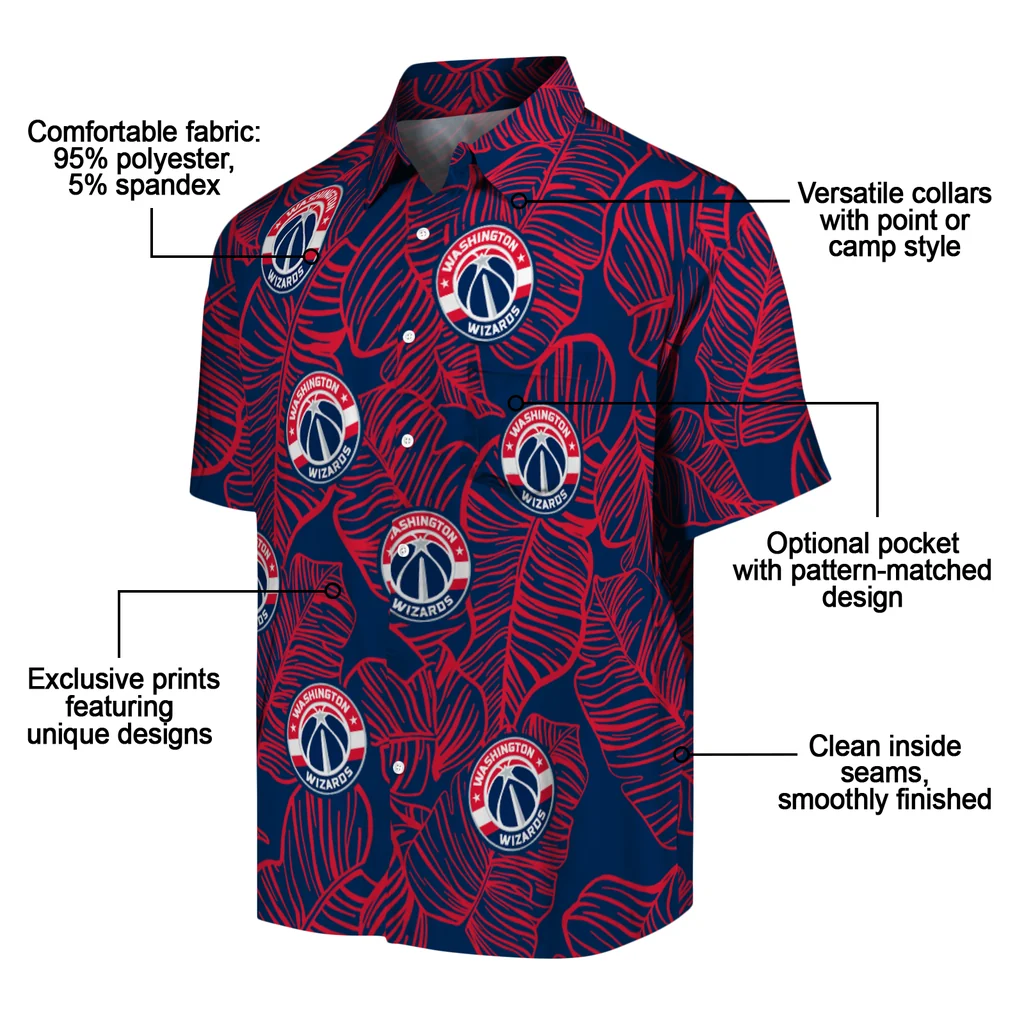 Washington Wizards Hawaiian Shirt - Leaf Outline washington wizards leaf outline blue hawaiian shirts new arrival