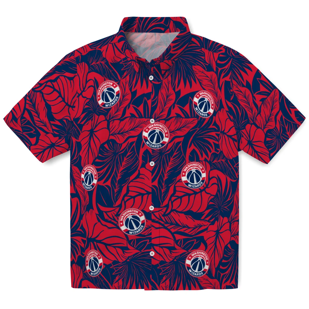 Washington Wizards Hawaiian Shirt - Monstera Layer washington wizards monstera layer blue hawaiian shirts best selling