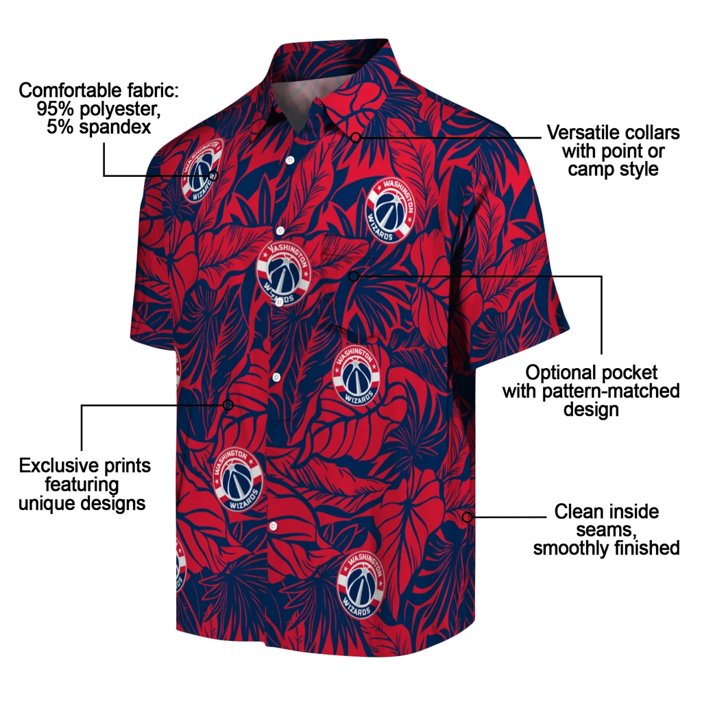 Washington Wizards Hawaiian Shirt - Monstera Layer washington wizards monstera layer blue hawaiian shirts new arrival