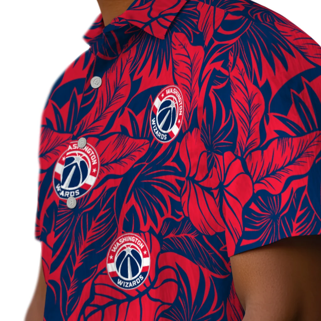 Washington Wizards Hawaiian Shirt - Monstera Layer washington wizards monstera layer blue hawaiian shirts trendy