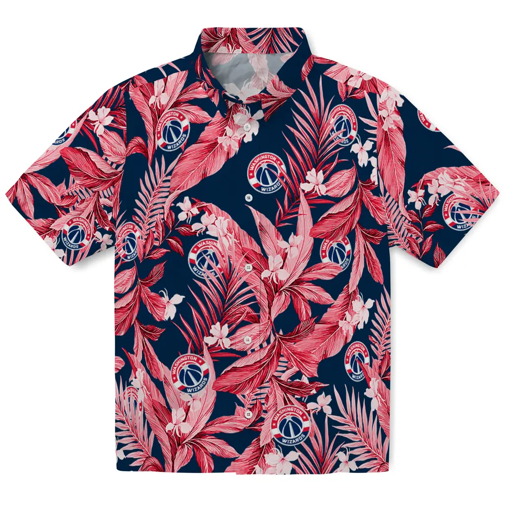 Washington Wizards Hawaiian Shirt - Palm Leaves washington wizards palm leaves blue hawaiian shirts best selling