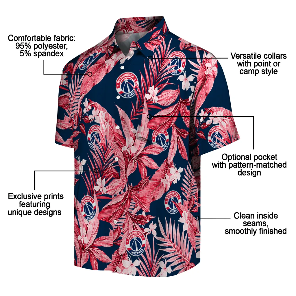 Washington Wizards Hawaiian Shirt - Palm Leaves washington wizards palm leaves blue hawaiian shirts new arrival