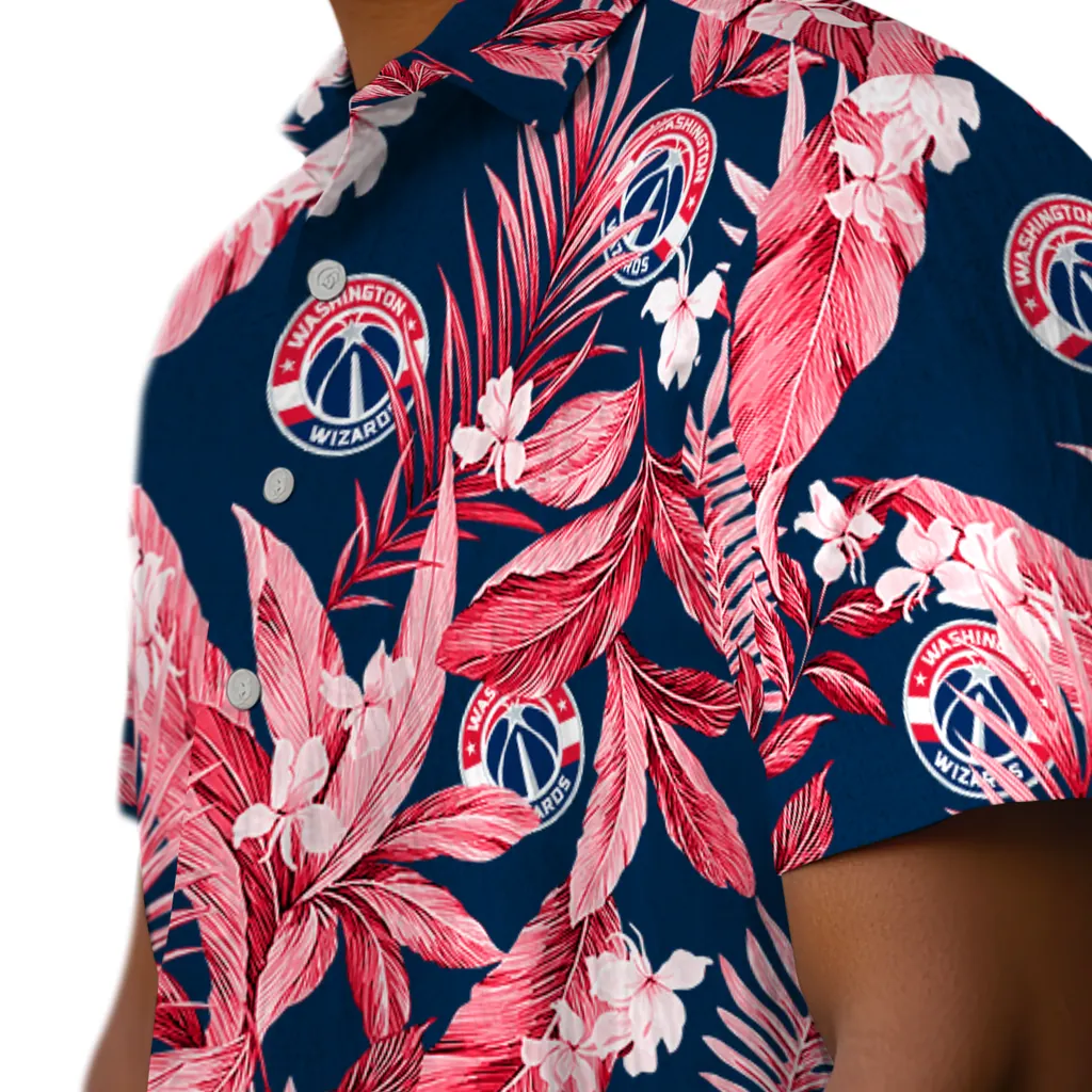 Washington Wizards Hawaiian Shirt - Palm Leaves washington wizards palm leaves blue hawaiian shirts trendy