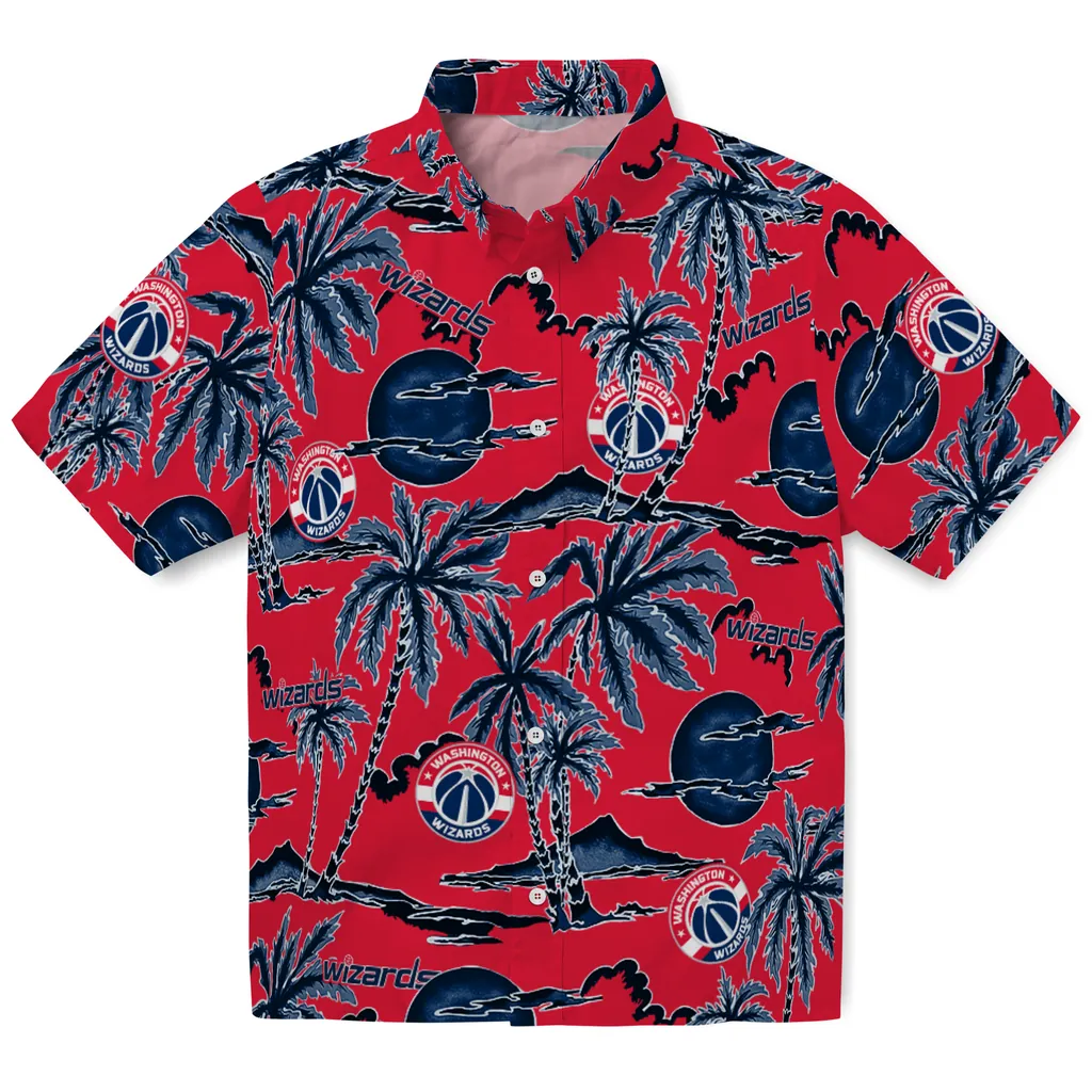 Washington Wizards Hawaiian Shirt - Palm Sunset washington wizards palm sunset hawaiian shirts best selling