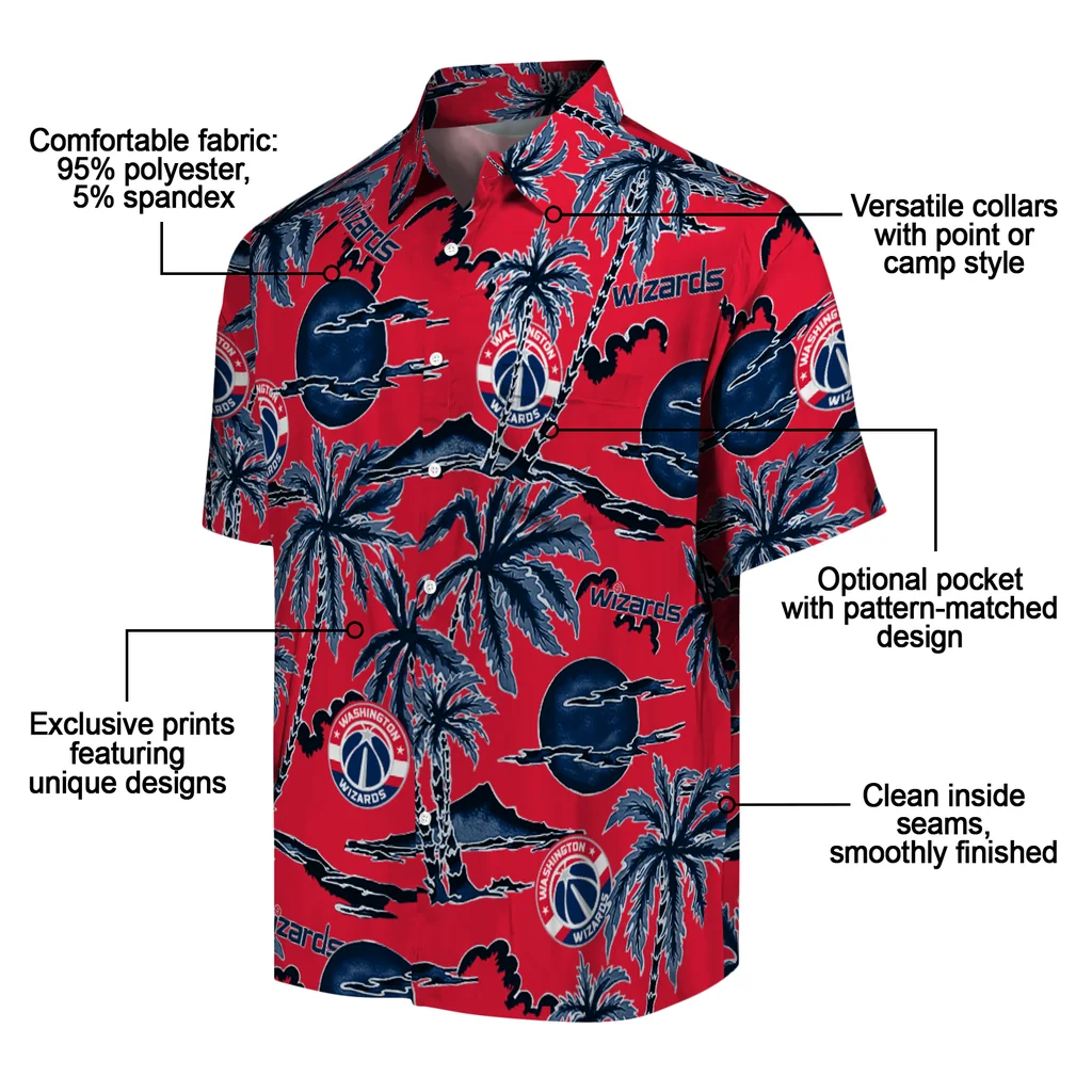 Washington Wizards Hawaiian Shirt - Palm Sunset washington wizards palm sunset hawaiian shirts new arrival