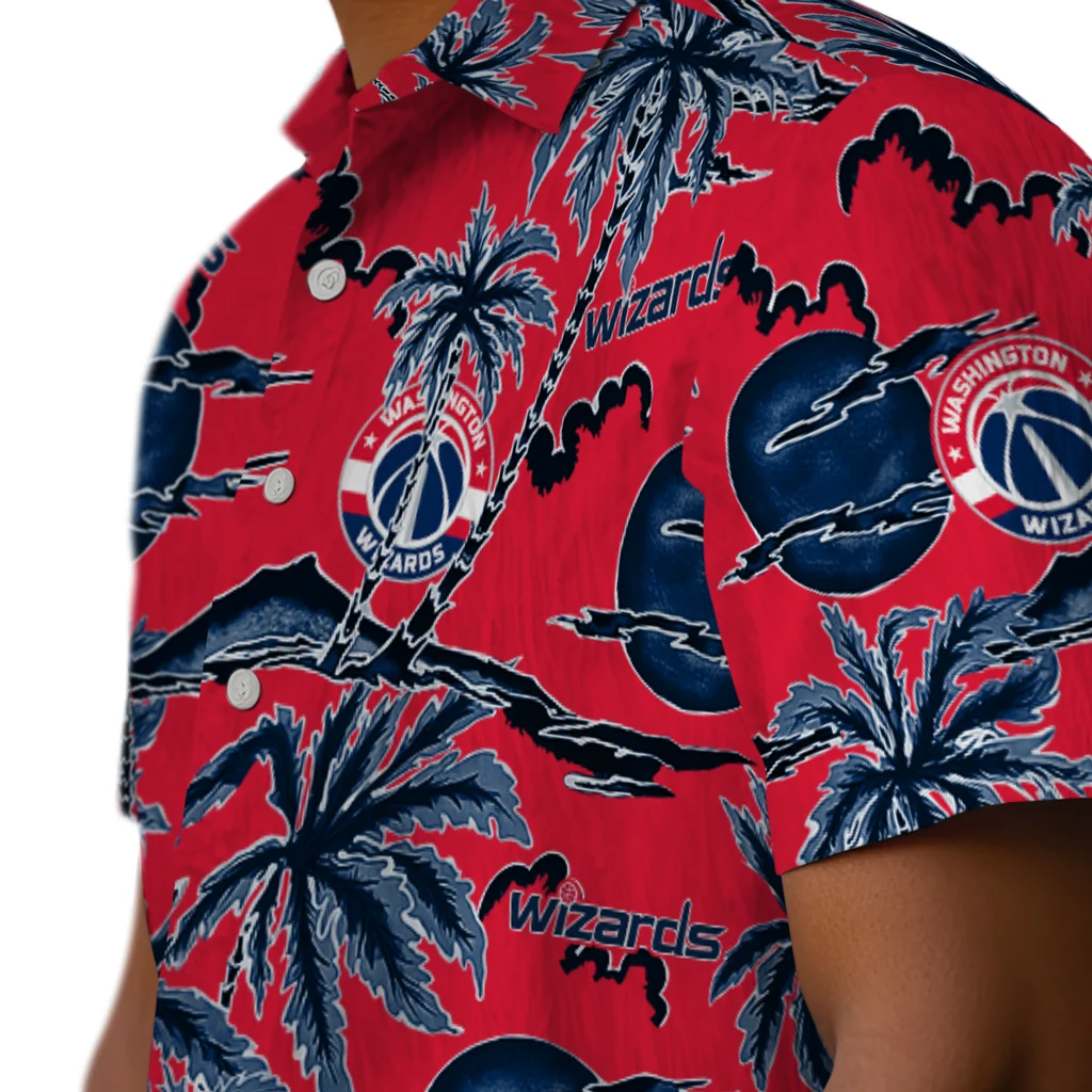 Washington Wizards Hawaiian Shirt - Palm Sunset washington wizards palm sunset hawaiian shirts trendy