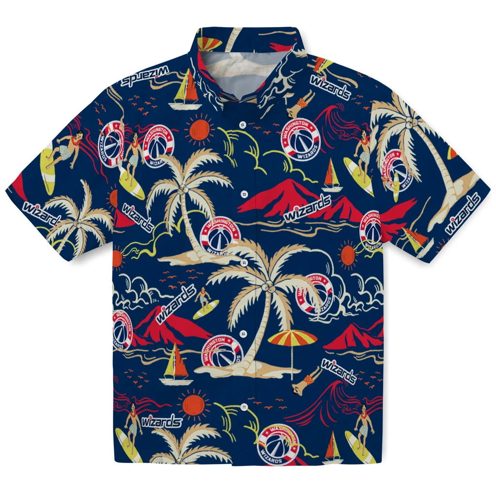 Washington Wizards Hawaiian Shirt - Palm Tree Island washington wizards palm tree island blue hawaiian shirts best selling