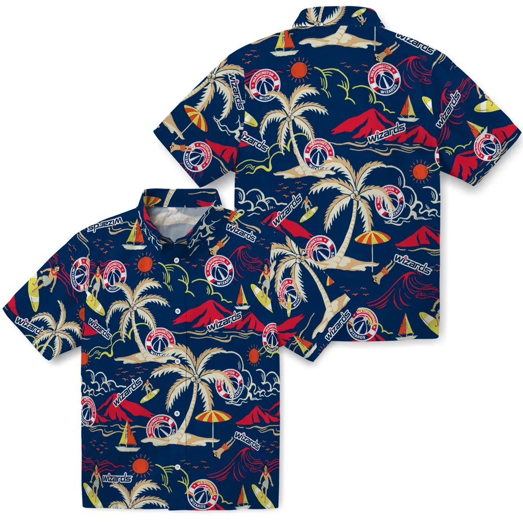 Washington Wizards Hawaiian Shirt - Palm Tree Island washington wizards palm tree island blue hawaiian shirts high quality