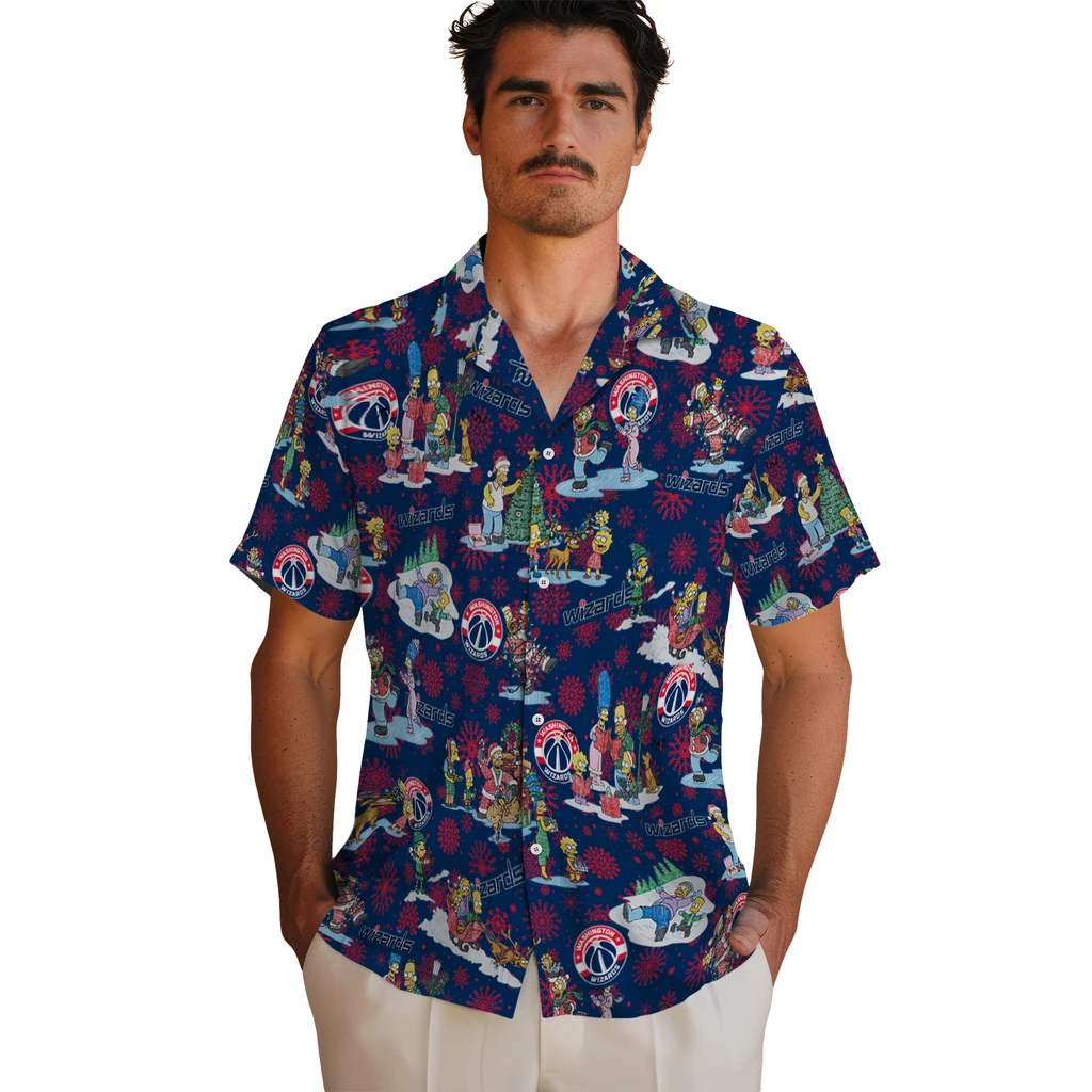 Washington Wizards Hawaiian Shirt - Simpsons Christmas washington wizards simpsons christmas blue hawaiian shirts fashion forward