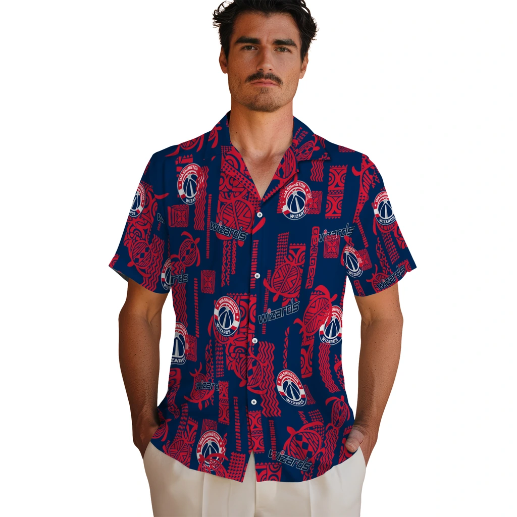Washington Wizards Hawaiian Shirt - Turtle Lines washington wizards turtle lines blue hawaiian shirts fashion forward