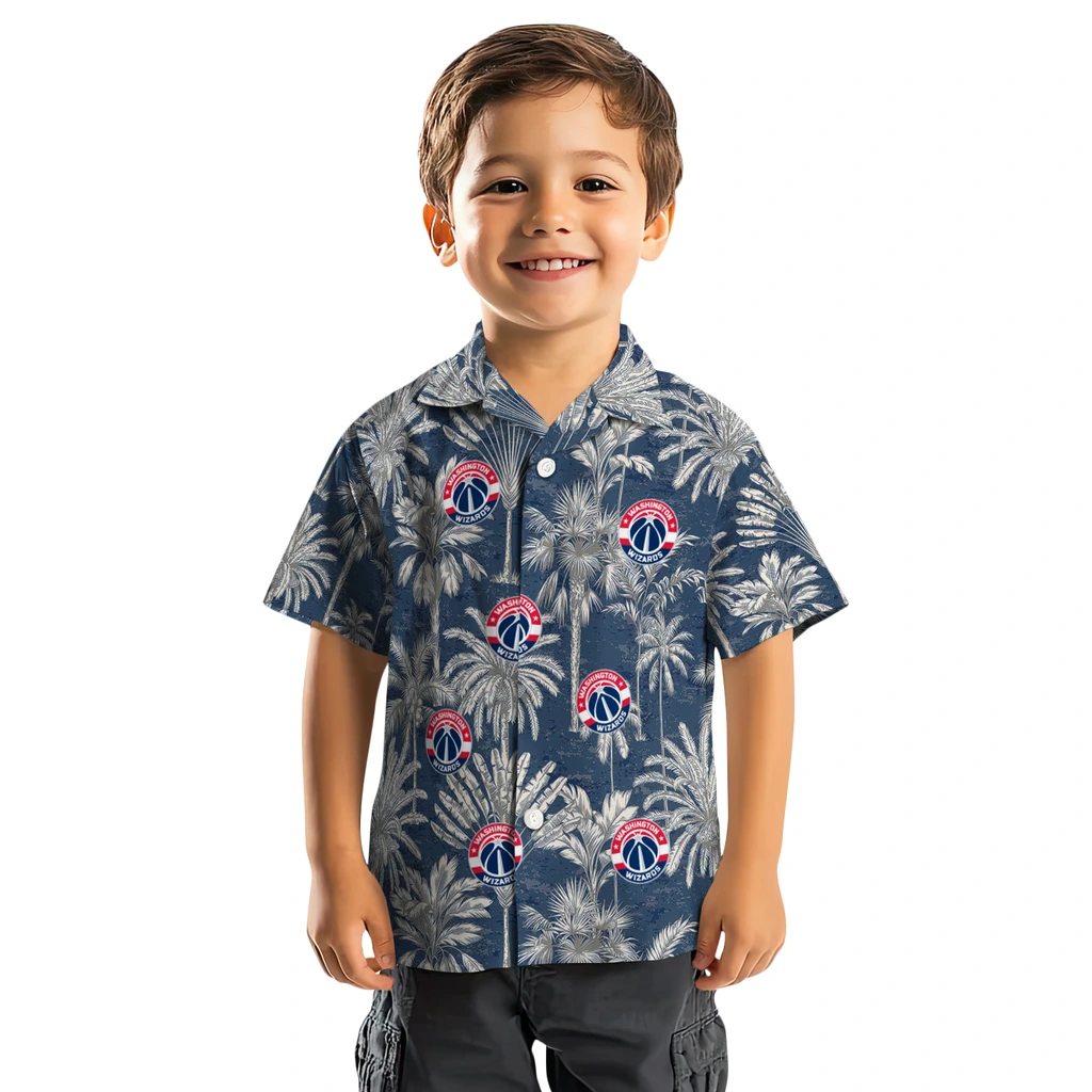 Washington Wizards Hawaiian Shirt - Vintage Palm Tree washington wizards palm shadows blue hawaiian shirts top rated