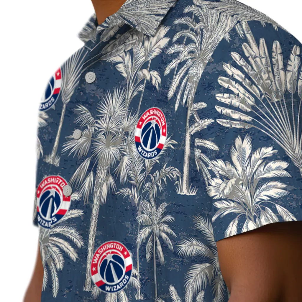 Washington Wizards Hawaiian Shirt - Vintage Palm Tree washington wizards palm shadows blue hawaiian shirts trendy