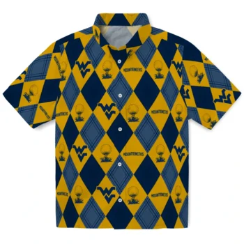west virginia mountaineers balloon plaid blue hawaiian shirts best selling