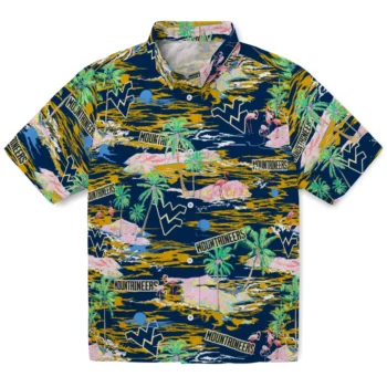 west virginia mountaineers flamingo retreat blue hawaiian shirts best selling