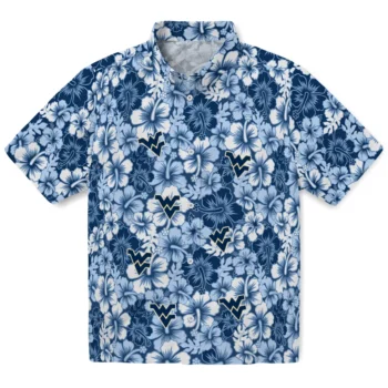 west virginia mountaineers hibiscus blooms blue hawaiian shirts best selling