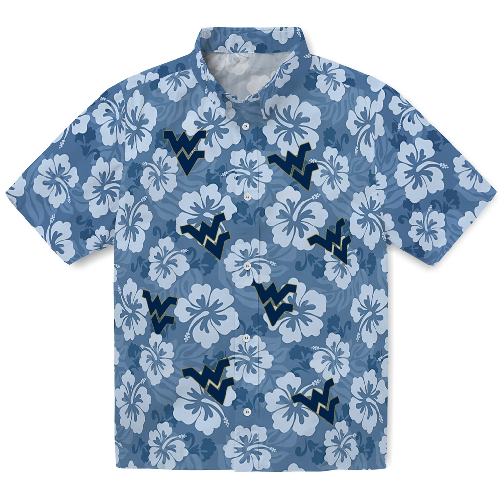 West Virginia Mountaineers Hawaiian Shirt - Hibiscus Cluster west virginia mountaineers hibiscus cluster blue hawaiian shirts best selling