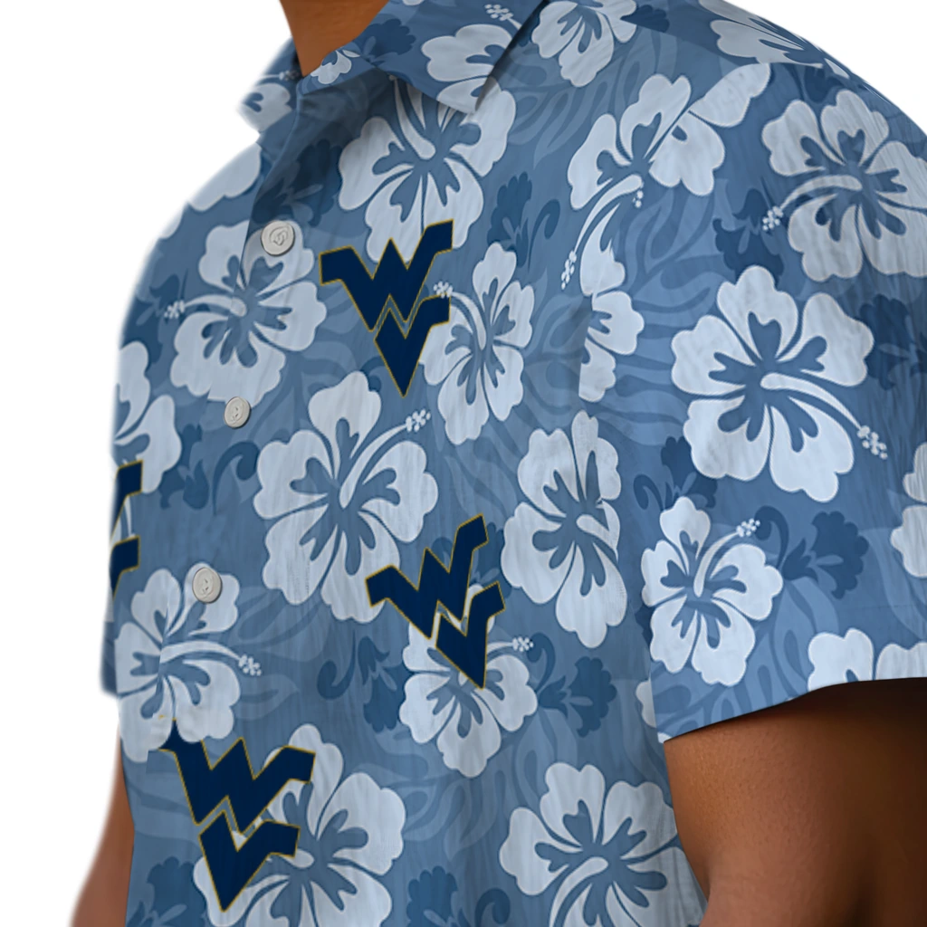 West Virginia Mountaineers Hawaiian Shirt - Hibiscus Cluster west virginia mountaineers hibiscus cluster blue hawaiian shirts trendy