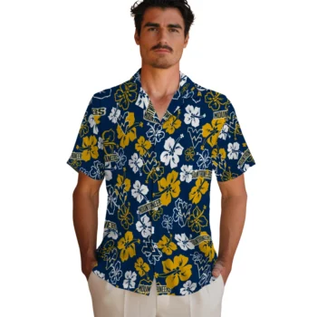 west virginia mountaineers hibiscus bloom blue hawaiian shirts fashion forward