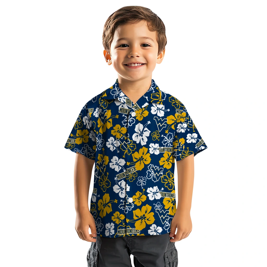 West Virginia Mountaineers Hawaiian Shirt - Hibiscus Flower Design west virginia mountaineers hibiscus bloom blue hawaiian shirts top rated
