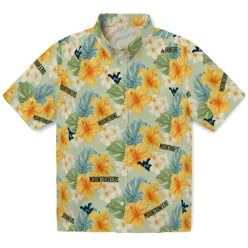 west virginia mountaineers hibiscus mood pale lime yellow hawaiian shirts best selling