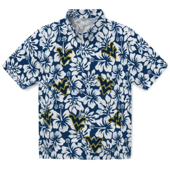 west virginia mountaineers hibiscus motif blue white hawaiian shirts best selling
