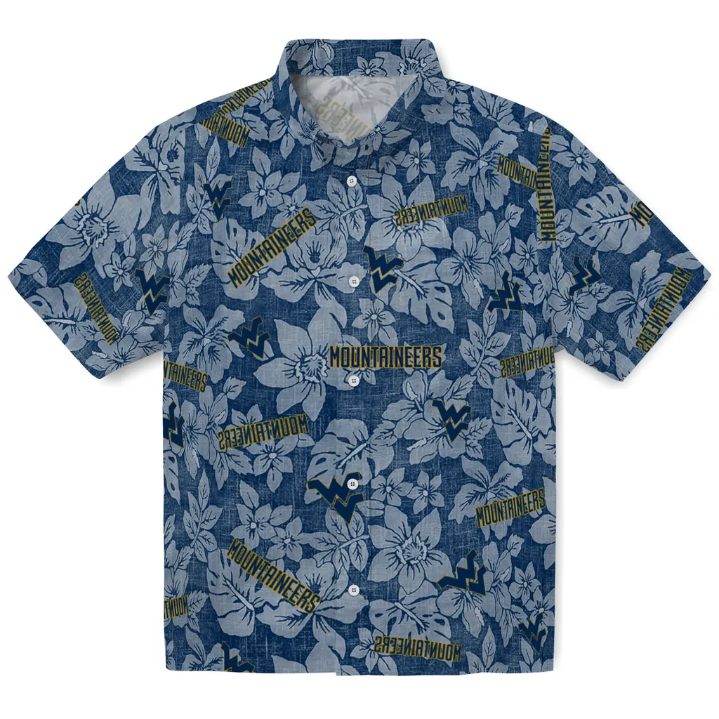 West Virginia Mountaineers Hawaiian Shirt - Hibiscus Oasis west virginia mountaineers hibiscus oasis blue hawaiian shirts best selling