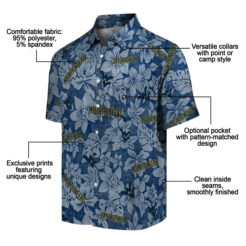 West Virginia Mountaineers Hawaiian Shirt - Hibiscus Oasis west virginia mountaineers hibiscus oasis blue hawaiian shirts new arrival