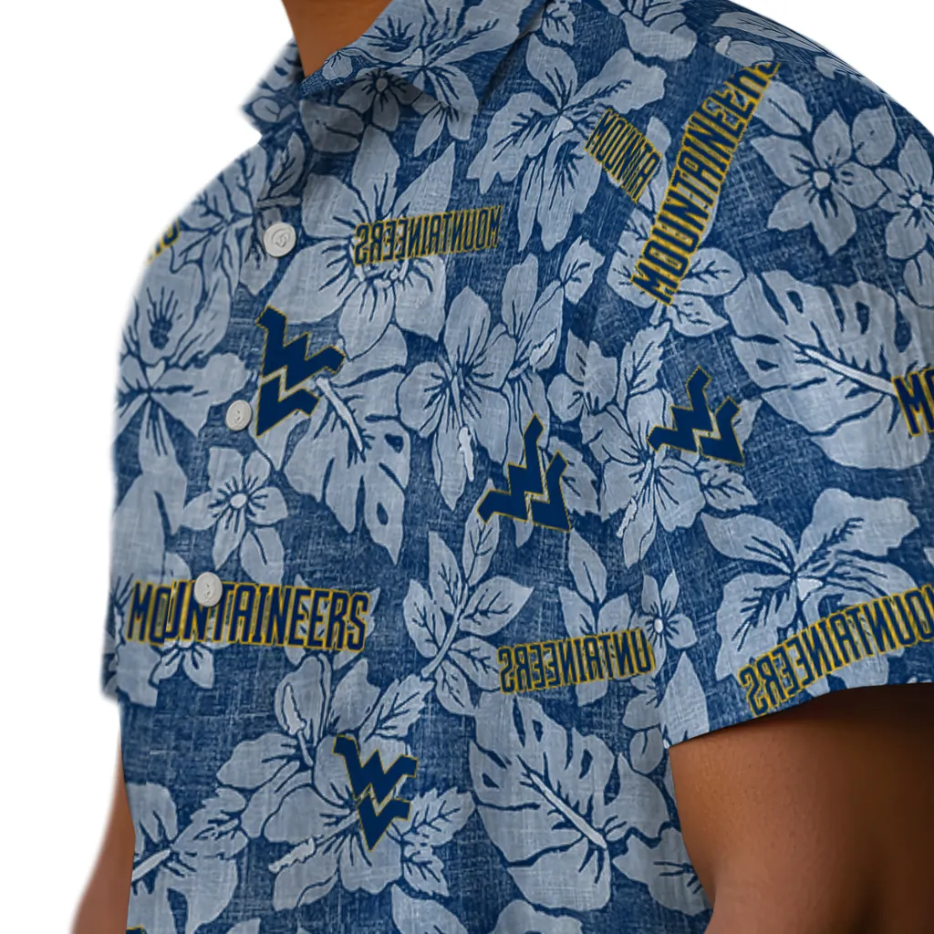West Virginia Mountaineers Hawaiian Shirt - Hibiscus Oasis west virginia mountaineers hibiscus oasis blue hawaiian shirts trendy