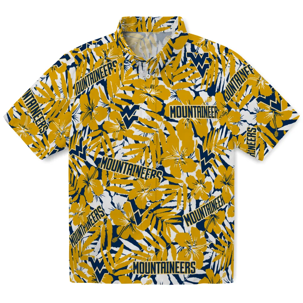 West Virginia Mountaineers Hawaiian Shirt - Hibiscus Overlay west virginia mountaineers hibiscus overlay hawaiian shirts best selling