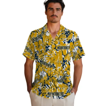 west virginia mountaineers hibiscus overlay hawaiian shirts fashion forward