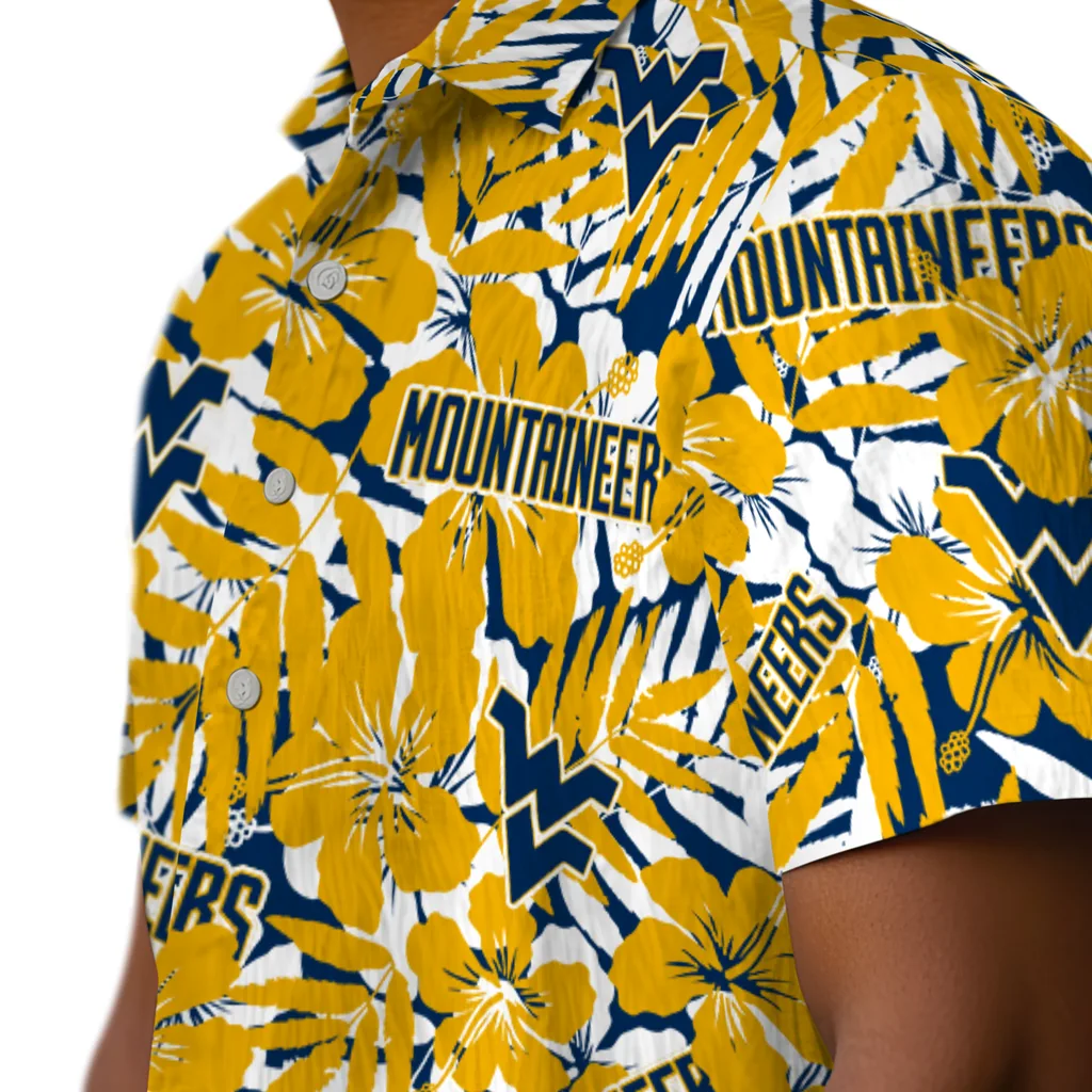West Virginia Mountaineers Hawaiian Shirt - Hibiscus Overlay west virginia mountaineers hibiscus overlay hawaiian shirts trendy
