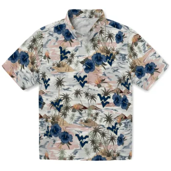 west virginia mountaineers hibiscus seaside white hawaiian shirts best selling