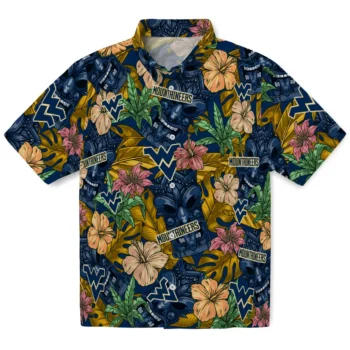 west virginia mountaineers tiki jungle blue hawaiian shirts best selling