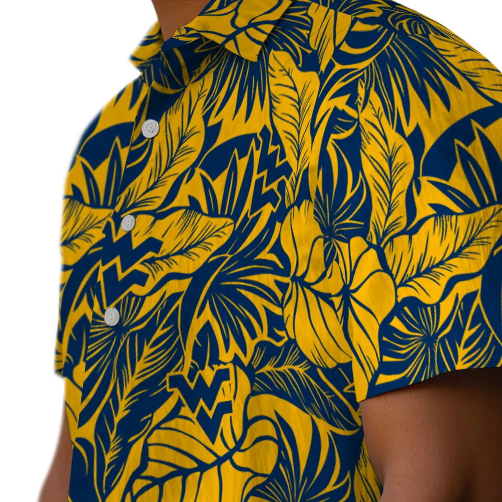 West Virginia Mountaineers Hawaiian Shirt - Monstera Layer west virginia mountaineers monstera layer blue hawaiian shirts trendy