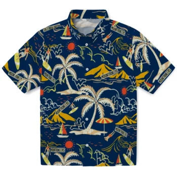 west virginia mountaineers palm tree island blue hawaiian shirts best selling