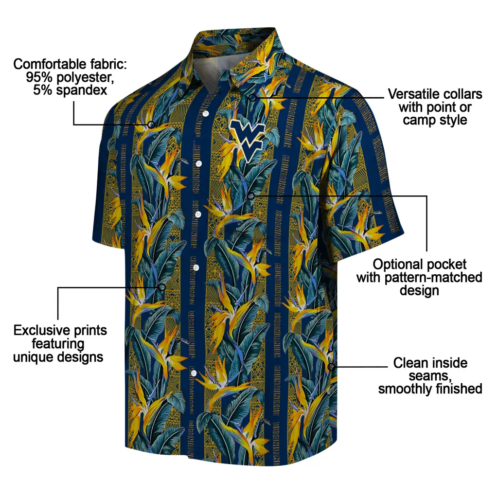 West Virginia Mountaineers Hawaiian Shirt - Paradise Vines west virginia mountaineers paradise vines blue hawaiian shirts new arrival