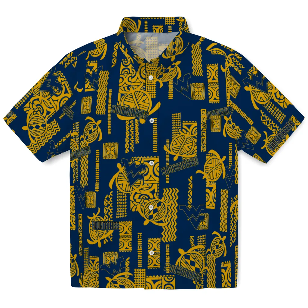 West Virginia Mountaineers Hawaiian Shirt - Turtle Lines west virginia mountaineers turtle lines blue hawaiian shirts best selling