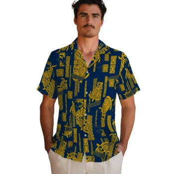 west virginia mountaineers turtle lines blue hawaiian shirts fashion forward