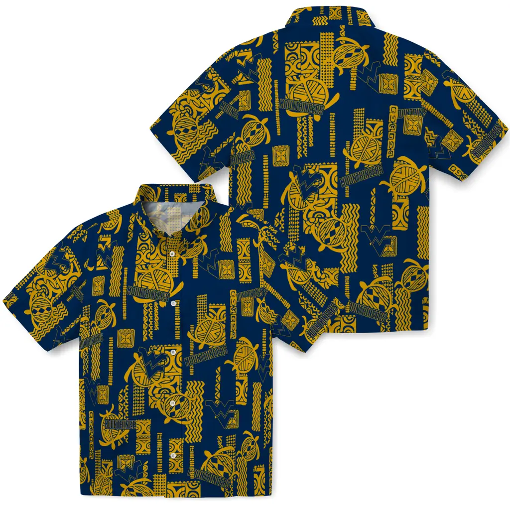 West Virginia Mountaineers Hawaiian Shirt - Turtle Lines west virginia mountaineers turtle lines blue hawaiian shirts high quality