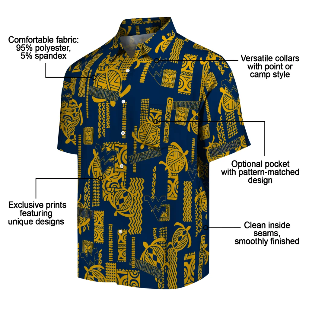 West Virginia Mountaineers Hawaiian Shirt - Turtle Lines west virginia mountaineers turtle lines blue hawaiian shirts new arrival