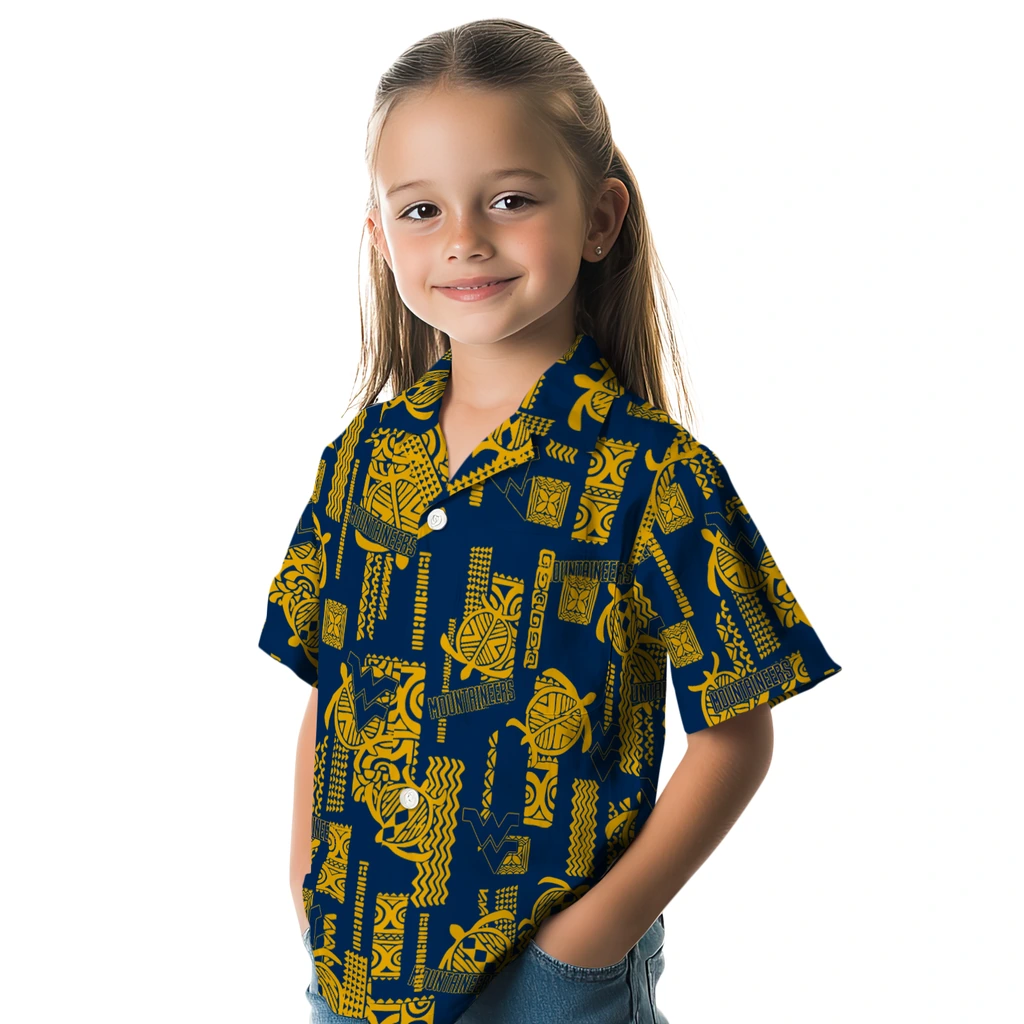 West Virginia Mountaineers Hawaiian Shirt - Turtle Lines west virginia mountaineers turtle lines blue hawaiian shirts premium grade