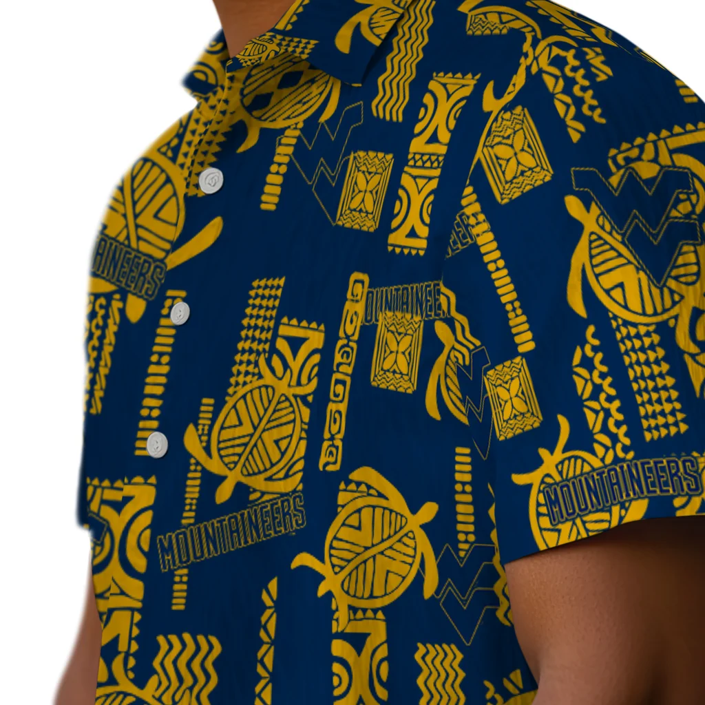 West Virginia Mountaineers Hawaiian Shirt - Turtle Lines west virginia mountaineers turtle lines blue hawaiian shirts trendy