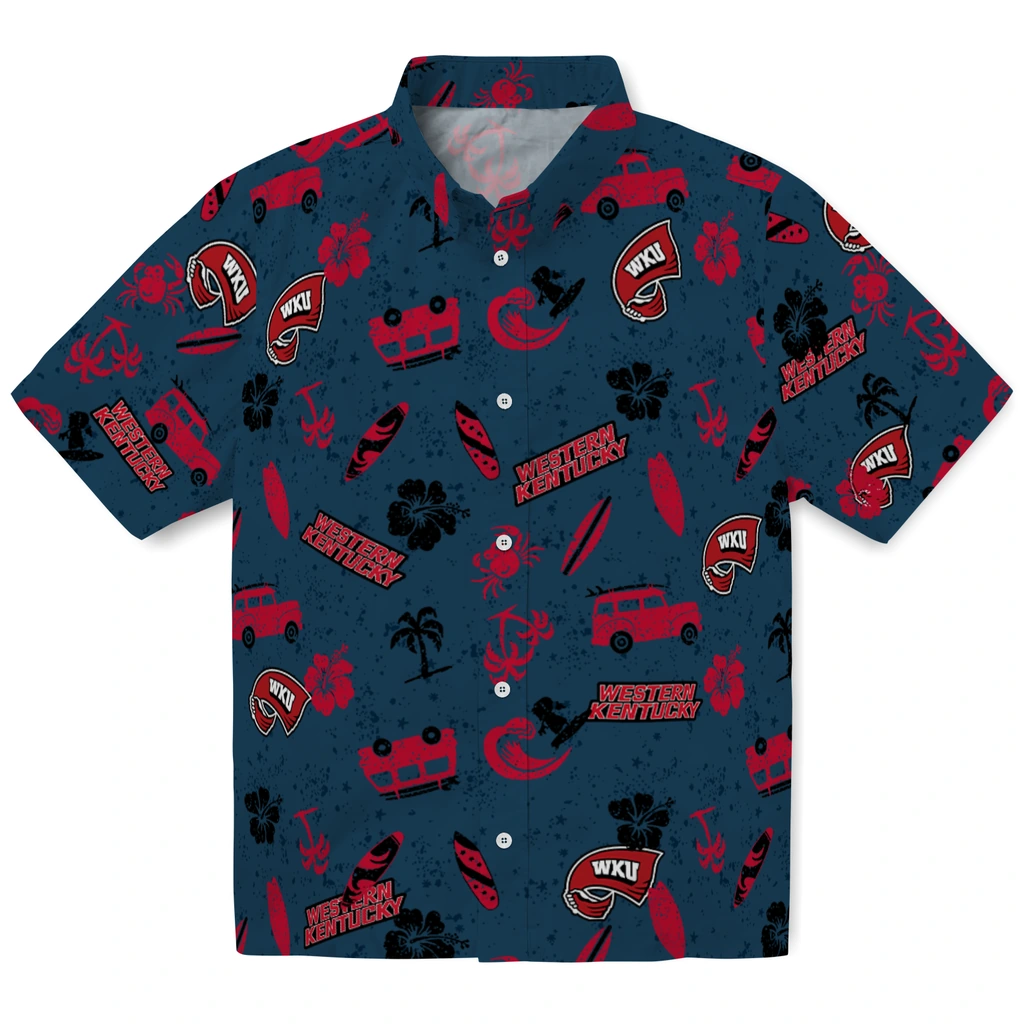 Western Kentucky Hilltoppers Hawaiian Shirt - Beach Vibe western kentucky hilltoppers beach vibe navy hawaiian shirts best selling