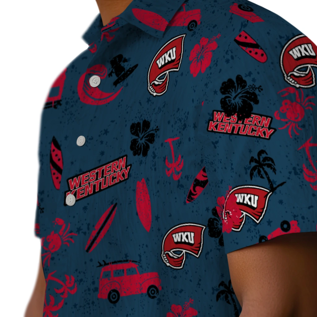 Western Kentucky Hilltoppers Hawaiian Shirt - Beach Vibe western kentucky hilltoppers beach vibe navy hawaiian shirts trendy