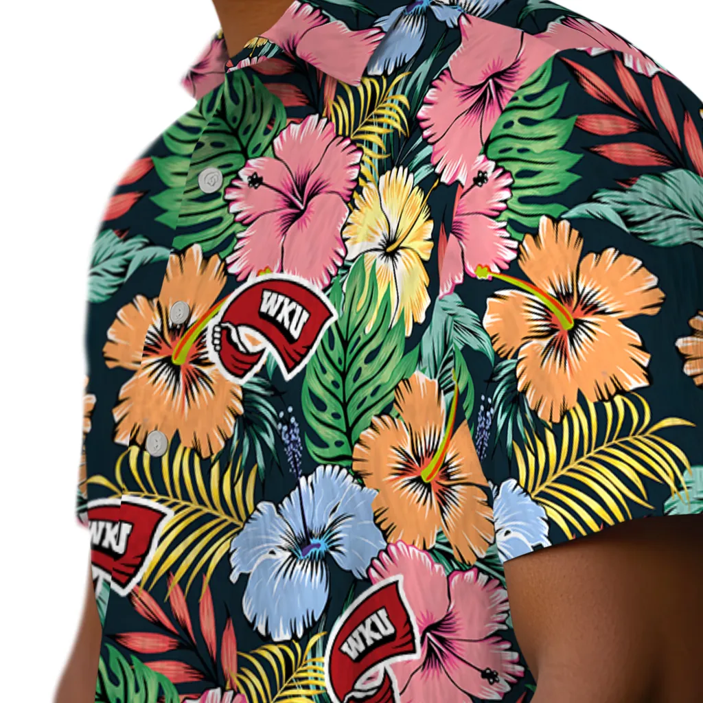Western Kentucky Hilltoppers Hawaiian Shirt - Brilliant Hibiscus Garden western kentucky hilltoppers brilliant hibiscus garden hawaiian shirts trendy