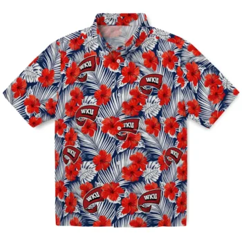 western kentucky hilltoppers hibiscus fiesta red royal blue hawaiian shirts best selling
