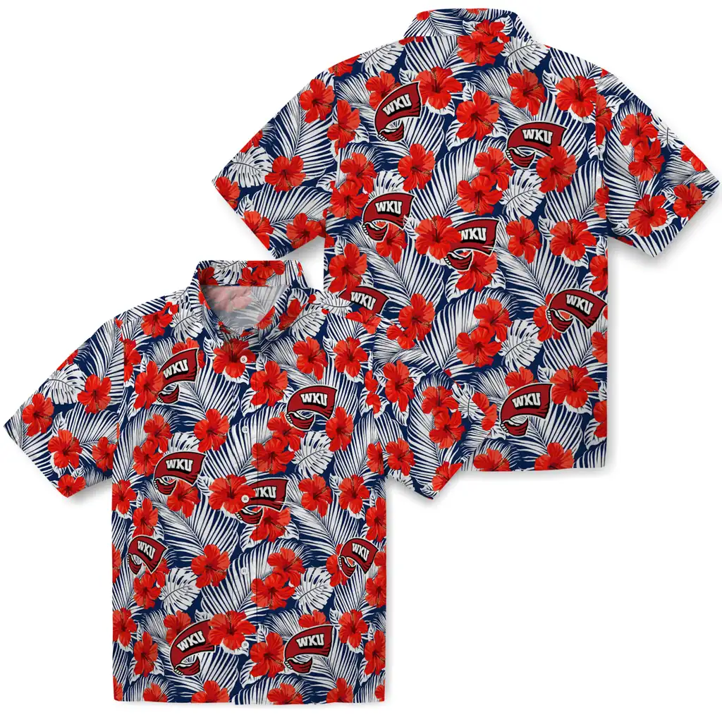 Western Kentucky Hilltoppers Hawaiian Shirt - Hibiscus Fiesta western kentucky hilltoppers hibiscus fiesta red royal blue hawaiian shirts high quality